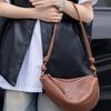 Fashion spring and summer new national style simple shoulder bag soft leather large capacity wide shoulder strap crossbody saddle bag  commuting