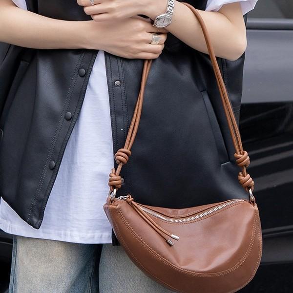 Fashion spring and summer new national style simple shoulder bag soft leather large capacity wide shoulder strap crossbody saddle bag commuting