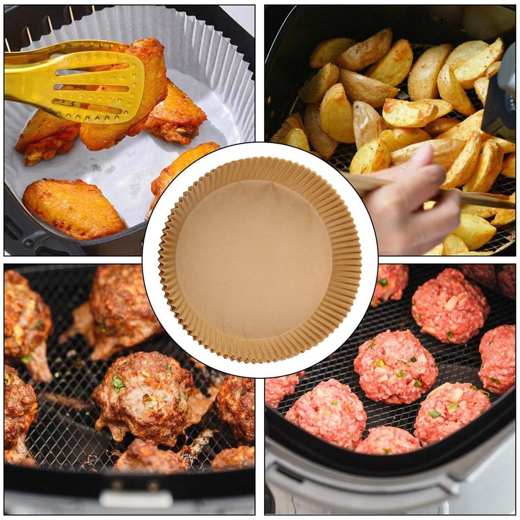 Round Air Fryer Paper 100 Pieces Unbleached Baking Supplies Air Fryer Basket Paper For Home Bakers Birthday Holiday Family