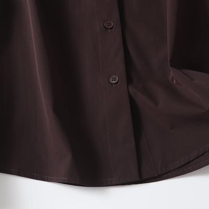 2025 Spring Women's Slim Fit Long-Sleeve Shirt with Turn-Down Collar