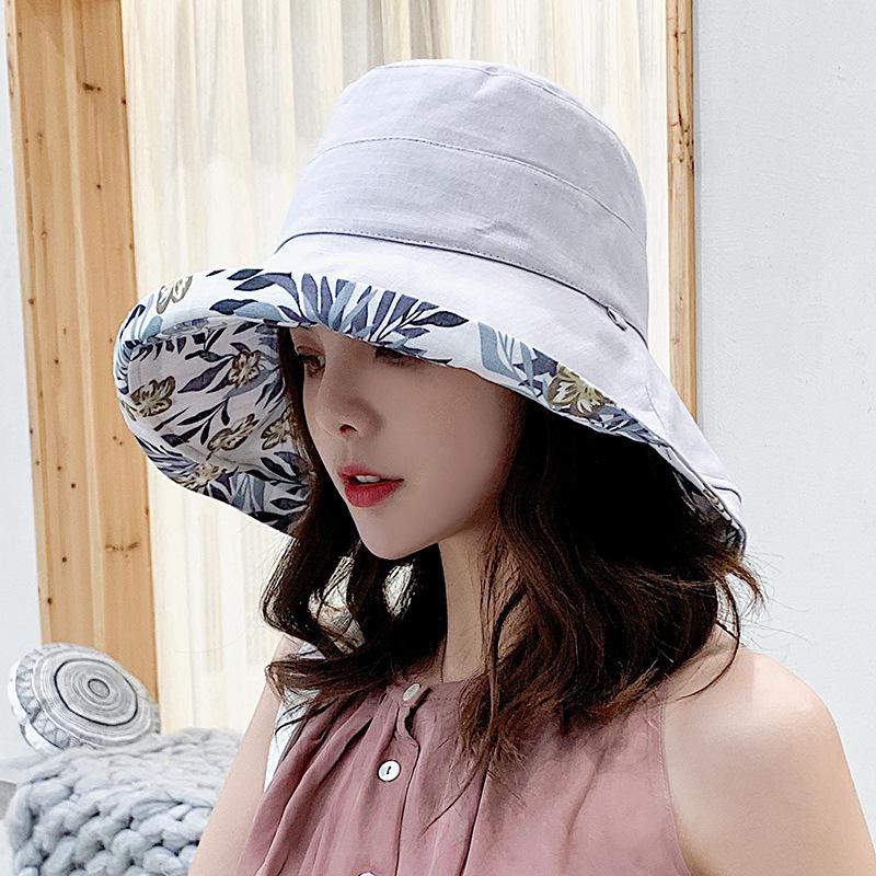 Sonnenhut für Damen im Frühling und Sommer, großer künstlerischer doppelseitiger Glockenhut, vielseitiger Reise-Fischerhut
