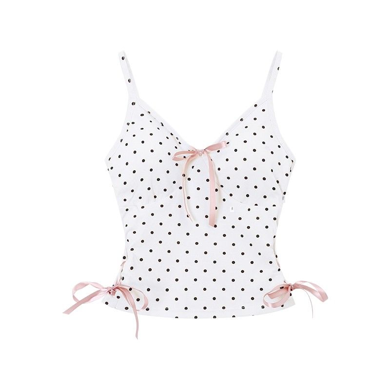 Pure Desire Style Sweet Sexy Gray Polka Dot Camisole Women's Clothing Short Summer Silm Outwear Inner Match Sleeveless Tops
