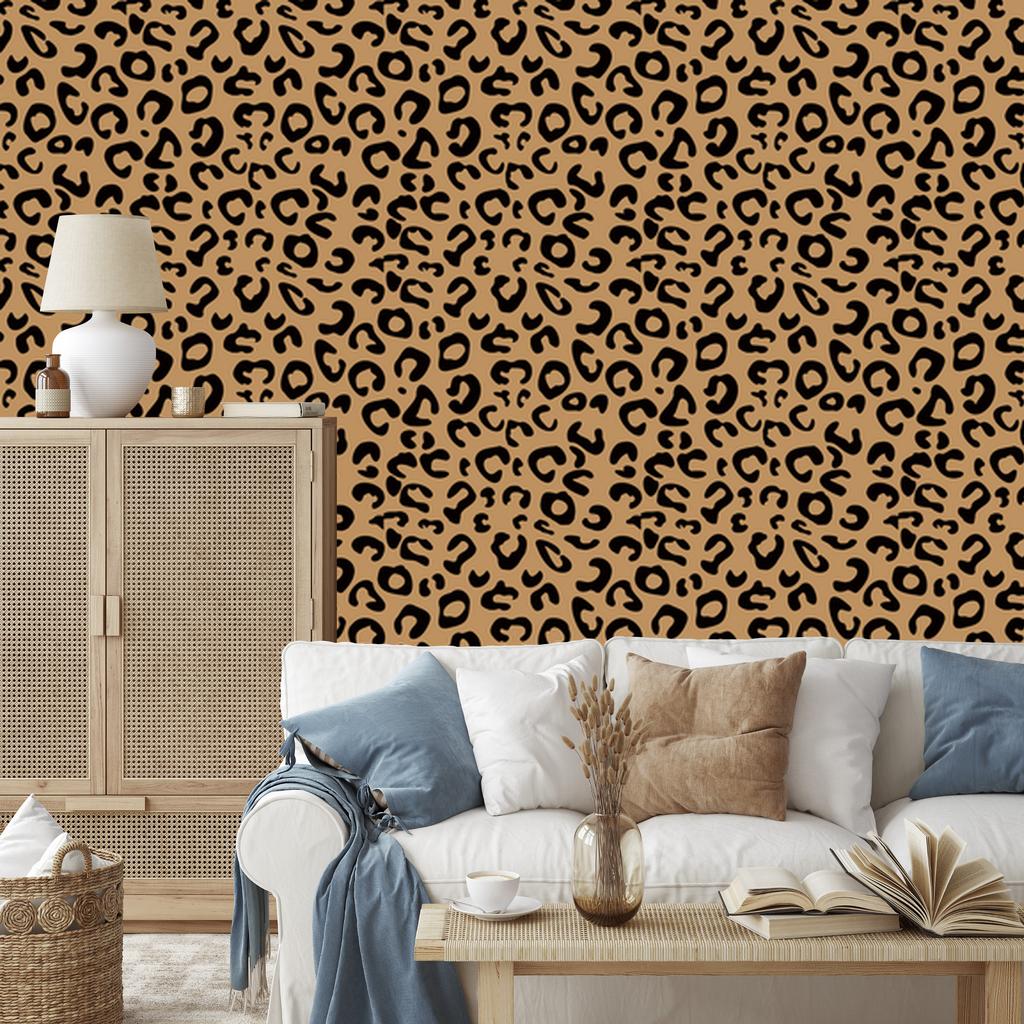 Animal Skin Wallpaper Gold, Ochre, Rust and Black 50x1000