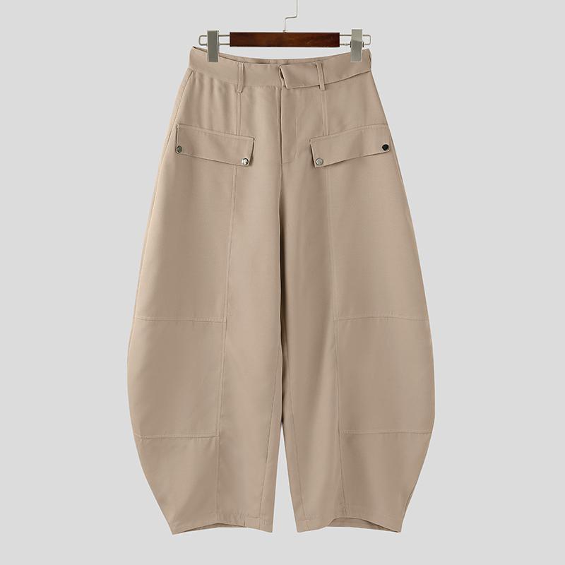 

INCERUN Мужские брюки с застежкой-молнией на талии, повседневные, мешковатые, с заниженной мотней, длинные 5XL хаки