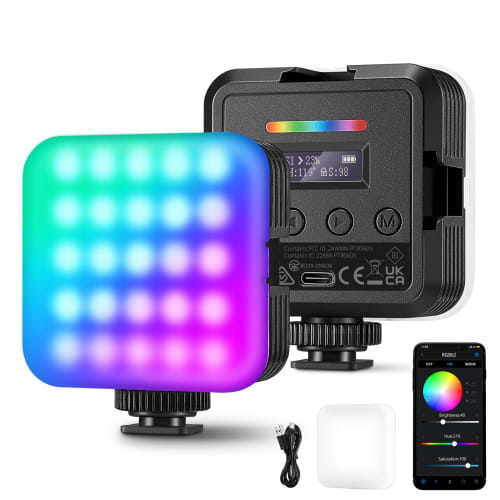 

Магнитный видеосветильник RGB NEEWER RGB62 с усовершенствованным управлением через приложение, полноцветный светодиодный светильник на 360° с 3 холодными башмаками CRI97+ 2500K-8500K, 7 сцен, 2000 мАч, запись