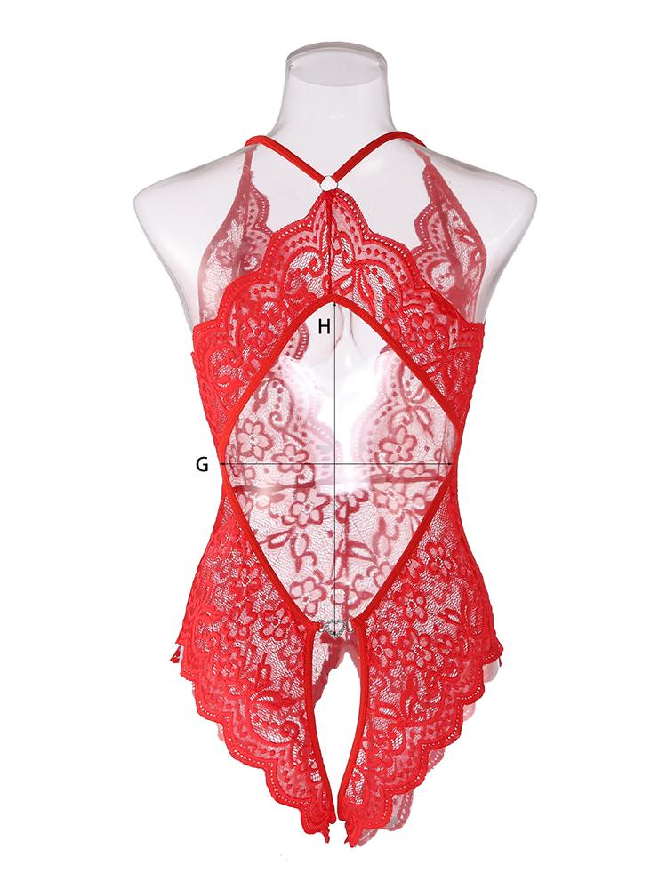 Nou în lenjerie sexy pentru femei Costume transparente Porno Teddy Babydoll Rochie din dantelă Lenjerie de corp de dimensiuni mari Lenjerie de dormit fără crotch