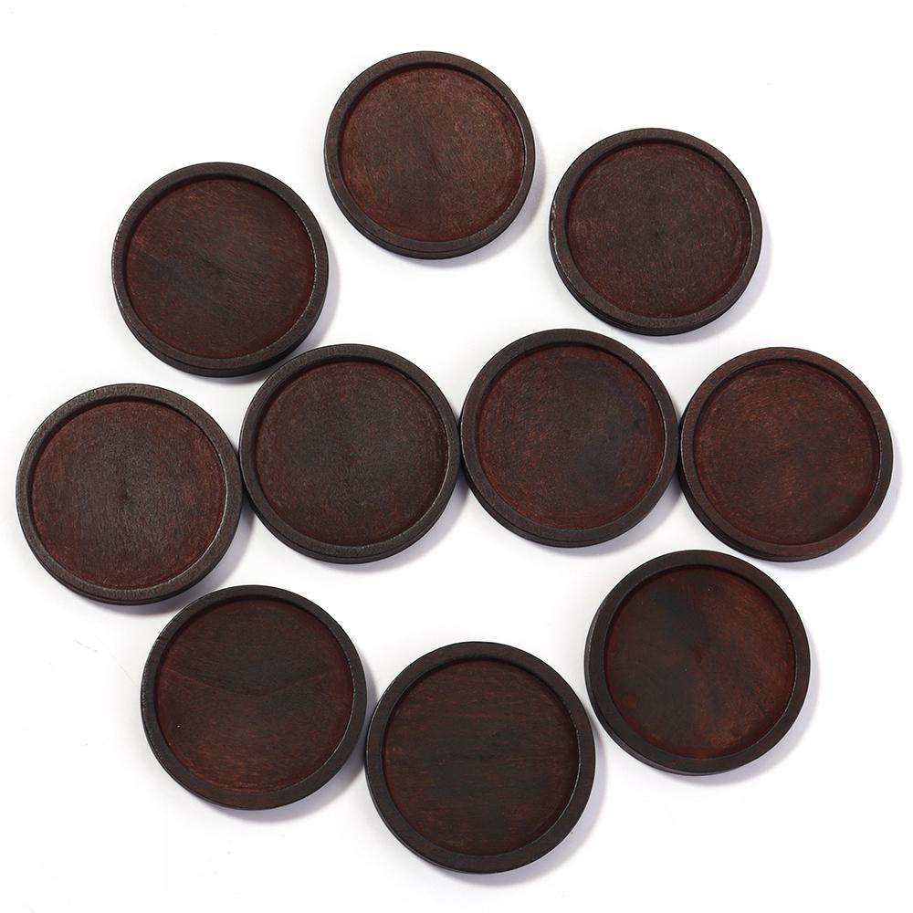 10pcs 12 20 25 30mm Natural Wooden Cabochon Base Vintage Round Blank Setting Tray For Necklace Jewelry Making Home Decoration