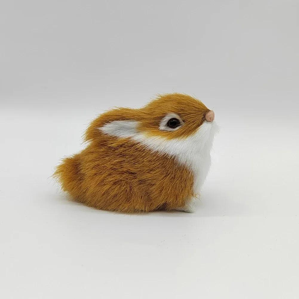 1pcs Mini Simulated Rabbit Animal Model Rabbit Household Decorations Rabbit Fur Crafts Gifts Living Room Decoration