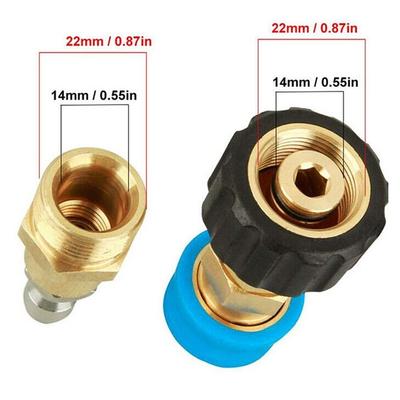 Schnellverschluss-Adapter für Hochdruckreiniger-Ausrüstung mit M22F M22M Gewindeunterstützung und 22mm 14mm Schlauchanschluss