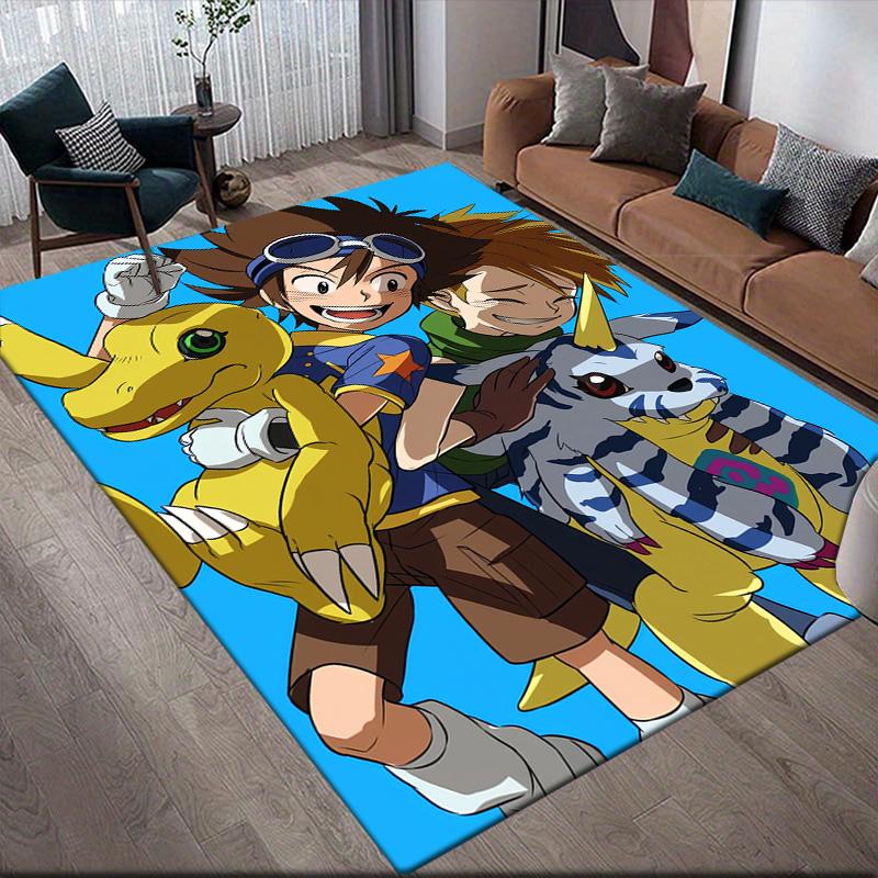 Digimon Characters Anti-Slip Floor Mat, Rectangular Carpet for Bedroom, Living Room, Sofa & Game Area, Home Decor