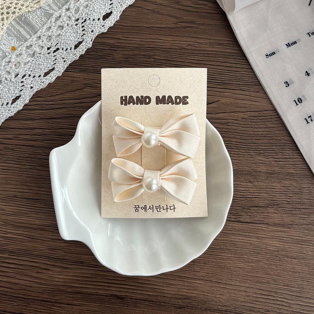 Korean Double Layer Pearl Bow Hair Clip for Girls