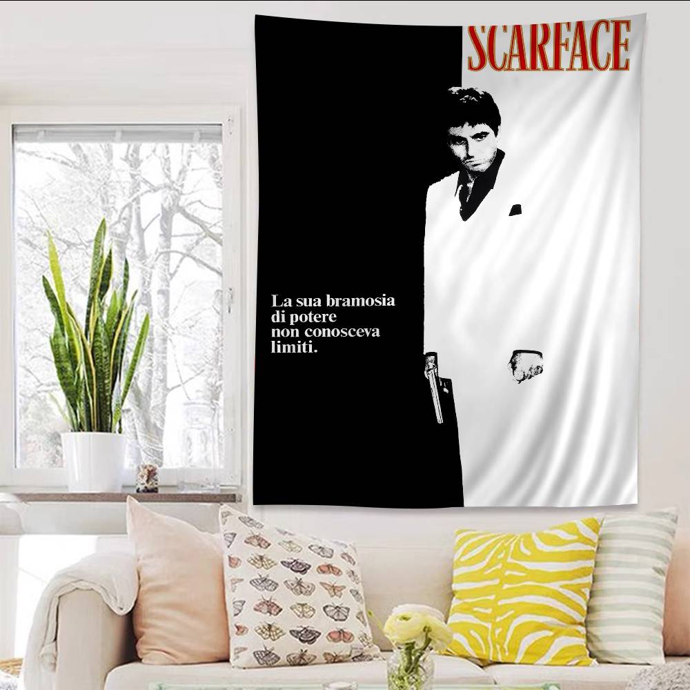 Movie SScarfaceS Cartoon Tapestry Art Science Fiction Room Home Decor Wall Hanging Sheets