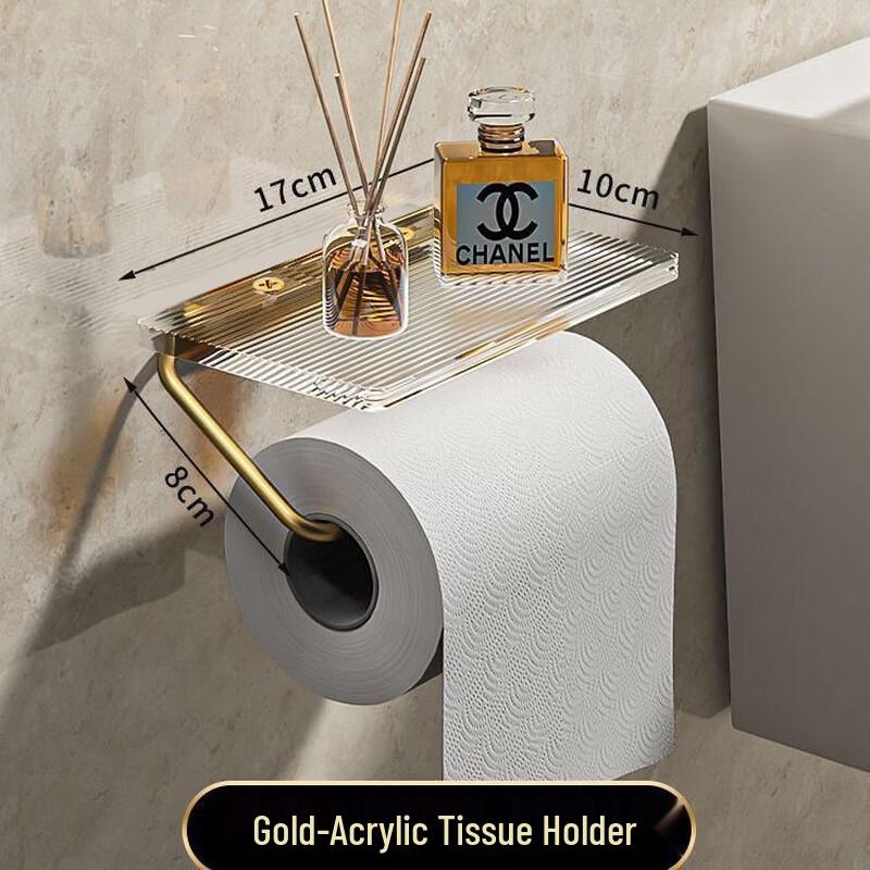 

Qiaomeiren Wall-Mounted Acrylic Toilet Paper Holder with Shelf