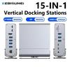Estação de Docking HUB 15 em 1 Tipo-C 4K@60Hz HDMI DisplayPort USB A RJ45 SD TF Áudio 3.5mm Porta Adaptador para Macbook Pro Laptop PC