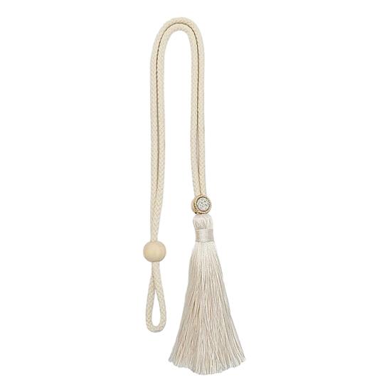 Wooden Ring Tassels Curtain Tieback, Adjustable Window Curtain Holders Ties Backs, No Drill Drape Curtain Holdbacks for Home Bedroom Decor