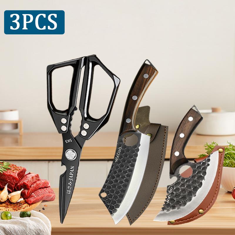 WXCOO Multifunctional Fish Cutter Knife Stainless Steel Butcher Knife Meat Cleaver Sharp Blade Bottle Opener Kitchen Knife