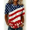 American Independence Day Women's T Shirt Print Graphic Flag Tie Dye Stylish Classic Casual Short Sleeve V Neck Regular Tops