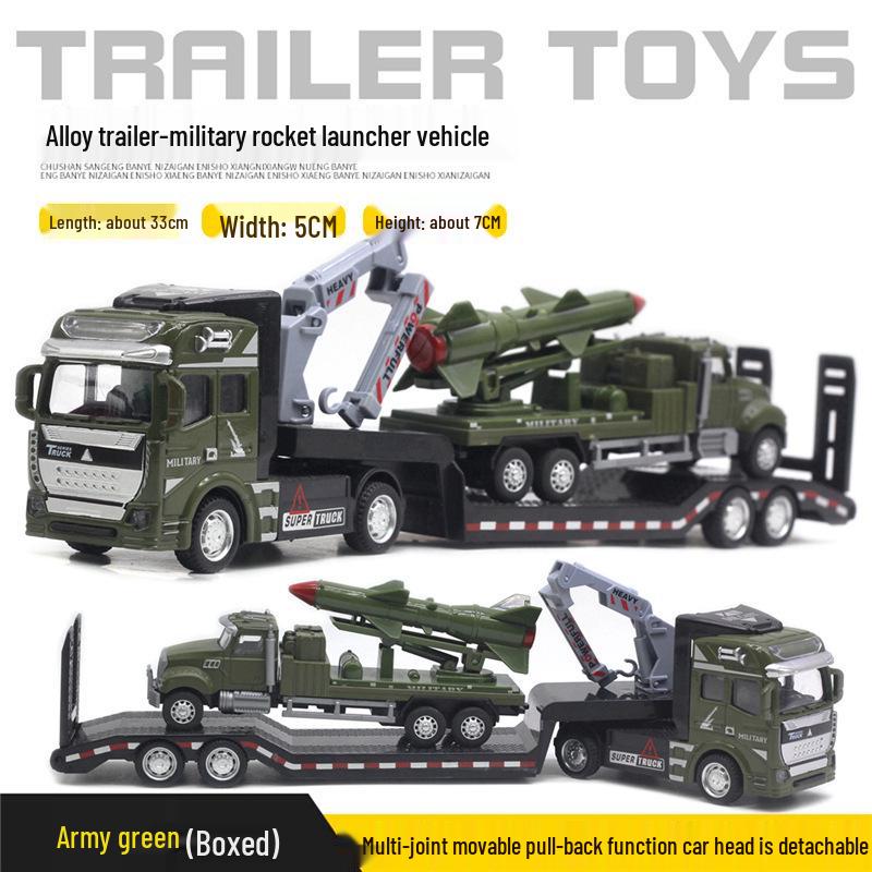 Children's Alloy Transport Toy: Pull-Back Fire Truck, Trailer, Tank & Excavator