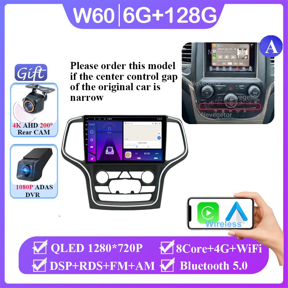 Android 14 For Jeep Grand Cherokee WK2 2014- 2022 Car Radio Multimedia GPS Navi Stereo BT Auto Carplay NO 2din DVD QLED Screen