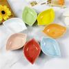 Creative Leaf Shaped Ceramic Small Plate Seasoning Bowl Family Fruit Snack Dishes Kitchen Utensils Accessories Tableware