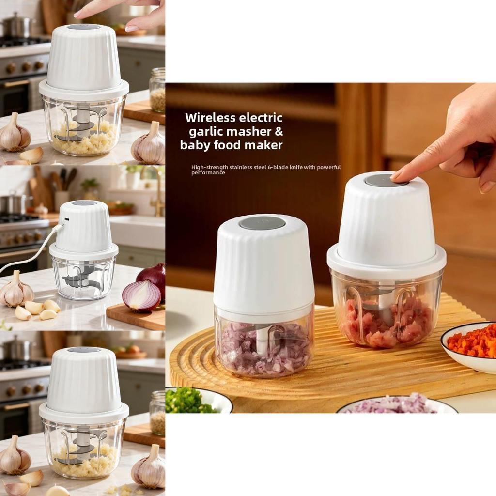 Electric Garlic Crusher With Usb Rechargeable Compact Mini Food Processor For Home Cooking