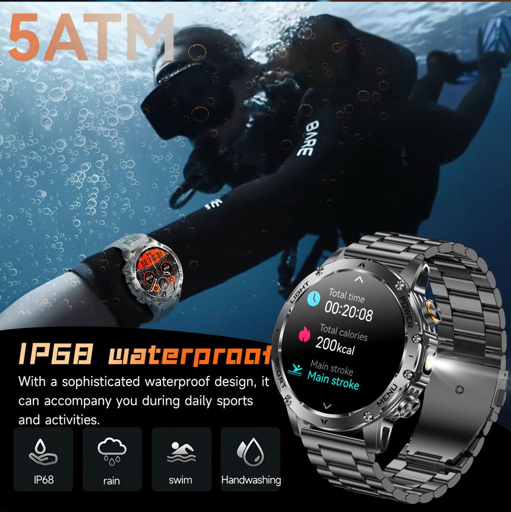 New Outdoor Sports 1000mAh Battery Smart Watch Men HD  Screen GPS trackr Bluetooth Call Smartwatch IP68 Waterproof
