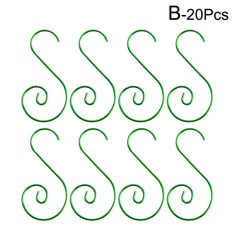 20pcs Christmas Ornament Hooks Metal S-shaped Hooks Holders For Christmas Tree Ball Pendant Hanging Decoration DIY Home Decor