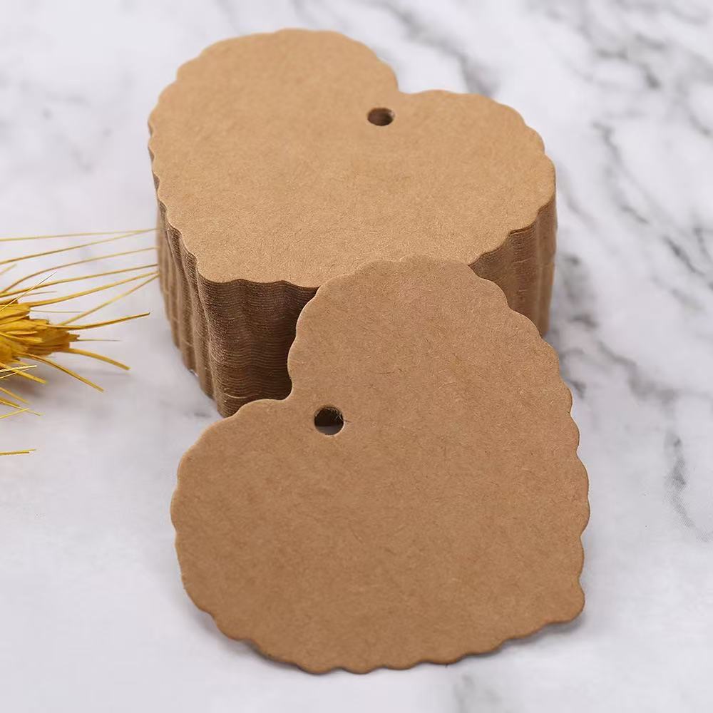 6.5*5cm 100Pcs Heart Shape Blank Kraft Paper Card Gift Tag Label DIY Party Wedding Crafts