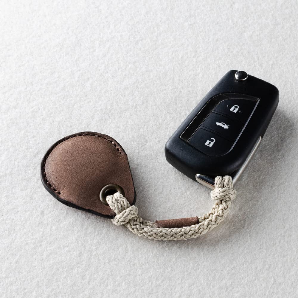 Crazy Horse Craft Brand AirTag Case Genuine Leather Cover Protective AirTag Wood Brown AT-WB