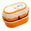 Lunch Box 2 Tier 3 Compartment Large Capacity Microwavable Cute Portable Bento Lunch Box Orange