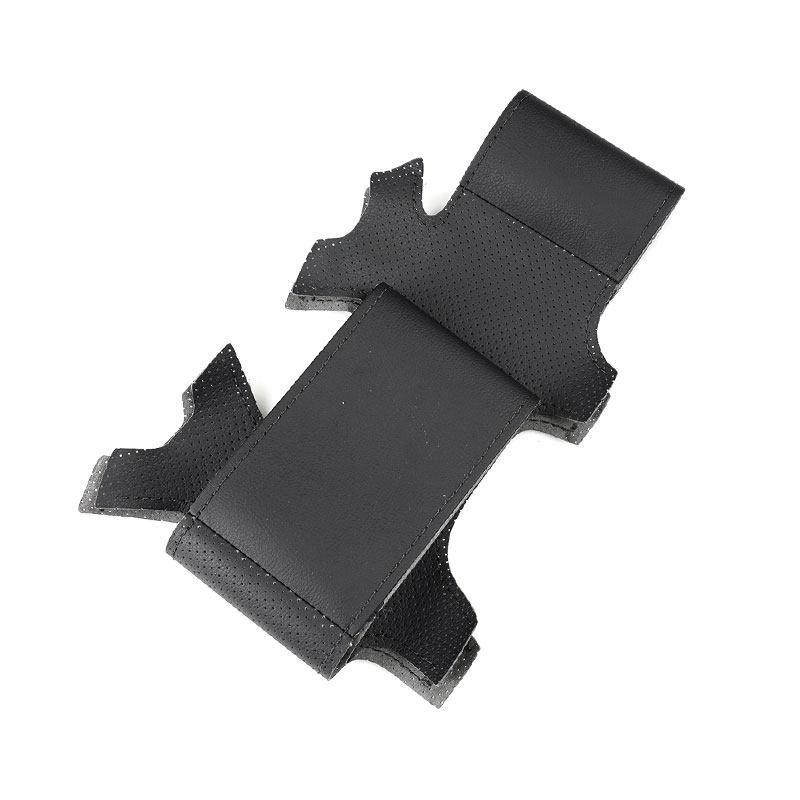 Para Ford Kuga Focus 2 C-MAX 2008 2009 2010 Costurado à Mão Estilo Carro Capa de Couro Microfibra Perfurada para Volante Preto