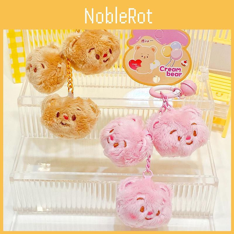 Roztomilý kreslený plyšový přívěsek na klíče s medvídkem ve sladké smetaně, barevný doplněk na klíčenky a tašky