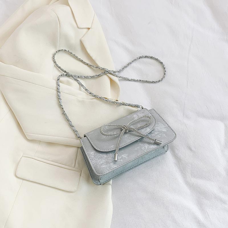 Korean Style Fashionable Bow Chain Shoulder Bag for Women In Spring and Summer New Niche Design Crossbody Small Square Bag for Women