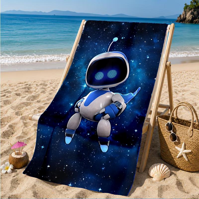 Weltraum Abenteuer Roboter Strandtuch, Super Weiche Mikrofaser, Perfektes Geschenk für Sie/Ihn, Geburtstag, für Pool, Strand, Reisen, Dekor Strandparty