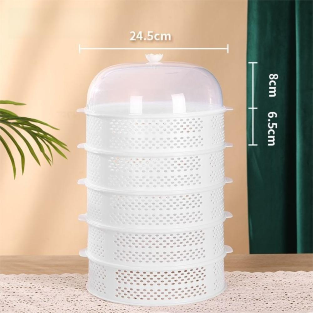 New Multi-layer Food Storage Tray with Lid Kitchen Tool Draining Basket Hollowed-out Plastic Vegetable Cover Household