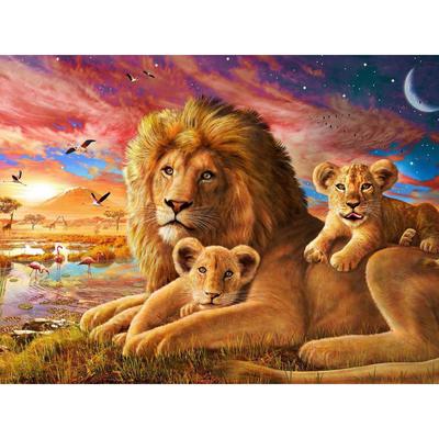 5D DIY Diamond Painting Lion Family Embroidery Mosaic Cross Stitch Rhinestone Decor