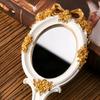 Miroir de poche vintage pour maquillage, miroir compact de voyage, beau, portable, ovale, rose en relief, cadeau pour maman, fille