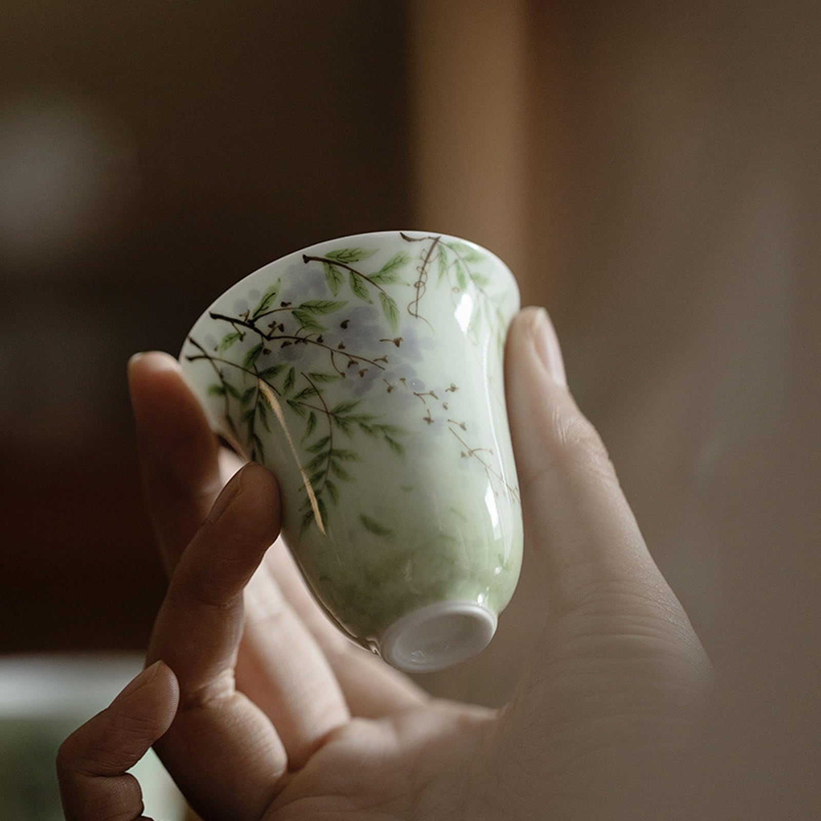 

Педолеко Китайская чайная утварь, 70 мл, Дизайн цветка глицинии, Расписанный подглазурной росписью, Мини-пиала, Маленькая чайная чашка, Утварь для чайной церемонии,