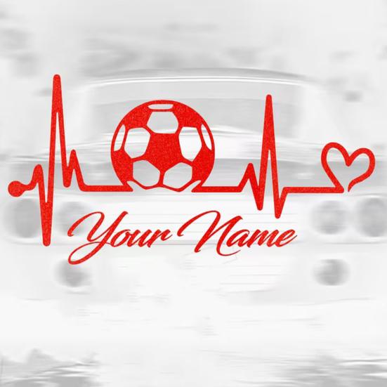 Heartbeat Soccer Ball Car Sticker for Vehicle Sporty Vinyl Decal for Motorcycle Waterproof Scratch Cover for Bumper