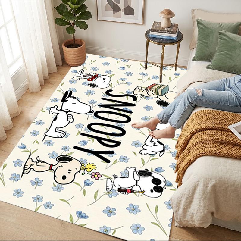Snoopy Flowers Living Room Nonslip Area Rug Soft Carpet For Bedroom Game Playroom Sofa Office Home Decor Doormat Christmas Gift C9291592