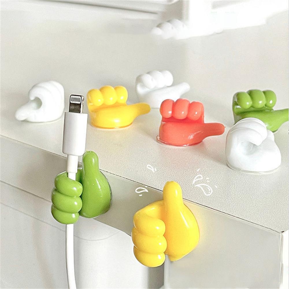 4Pcs Self-Adhesive Hooks Socket Holder Wall Decoration Hooks Power Plug Hangers Creative Thumb Hook Storage Kitchen Bathroom Organizers