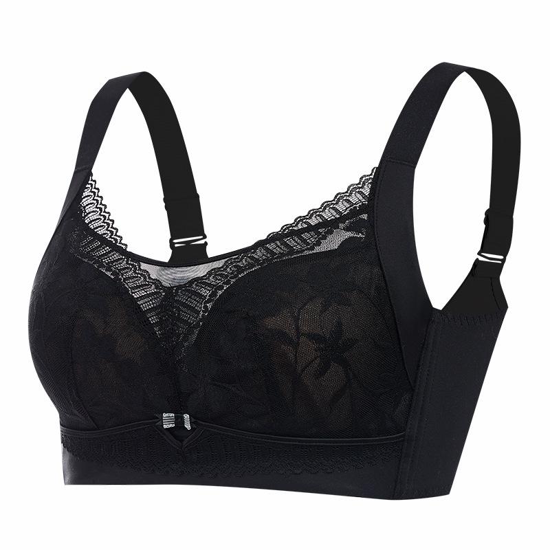 Thin Adjustable Sexy Lace Big Breasts Small Anti-sagging No Steel Rim Bra Gathers and Collects Breasts