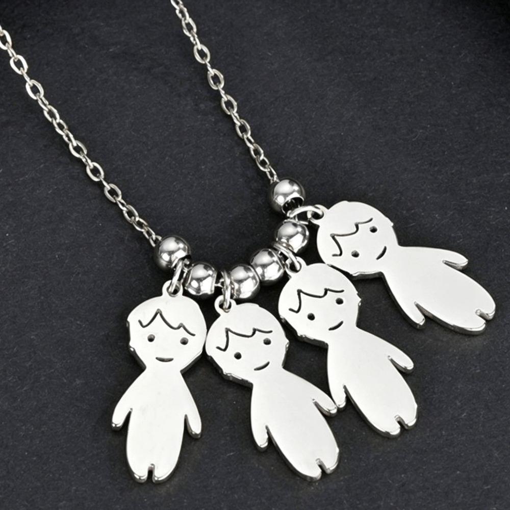 Stainless Steel Boy Girl Necklace Pendant Lover Necklace Choker Family Necklace Lovers