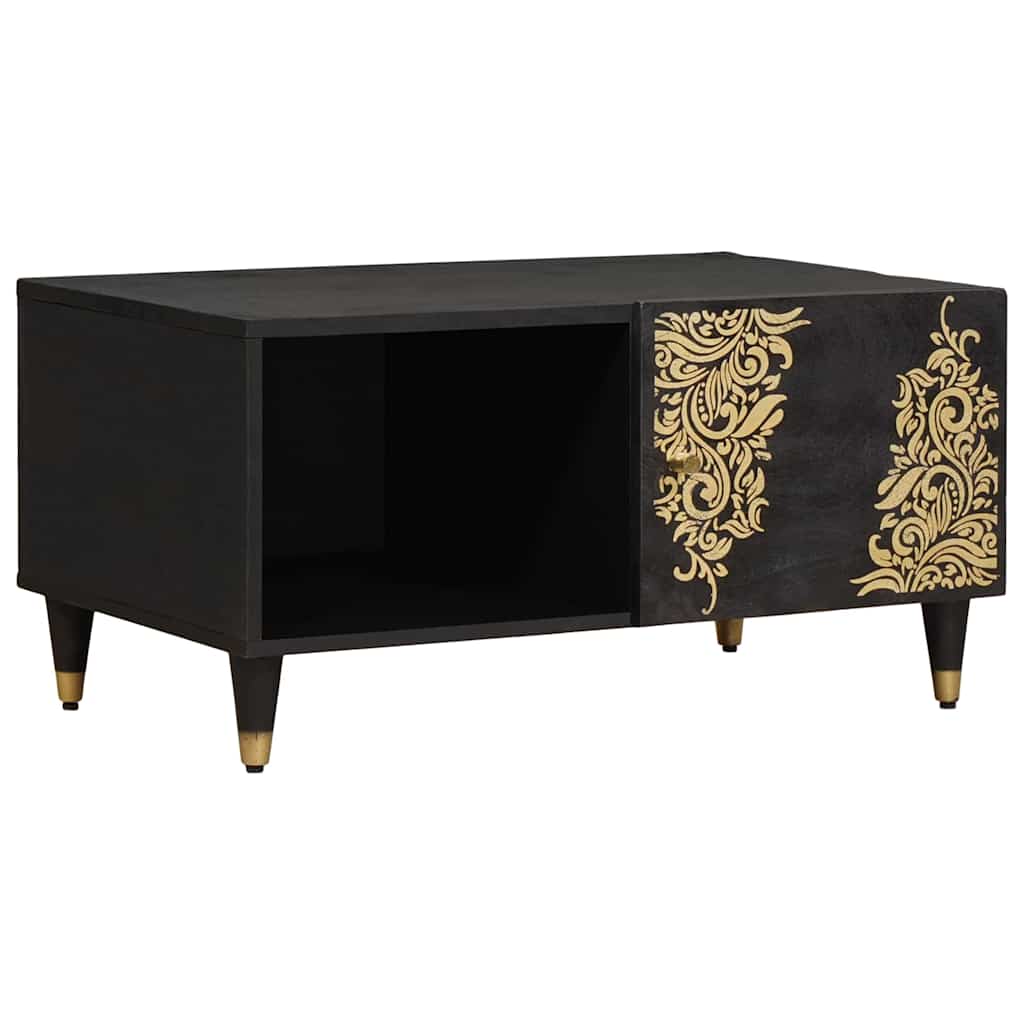 Black Coffee Table 80 x 50 x 40 cm Solid Mango Wood
