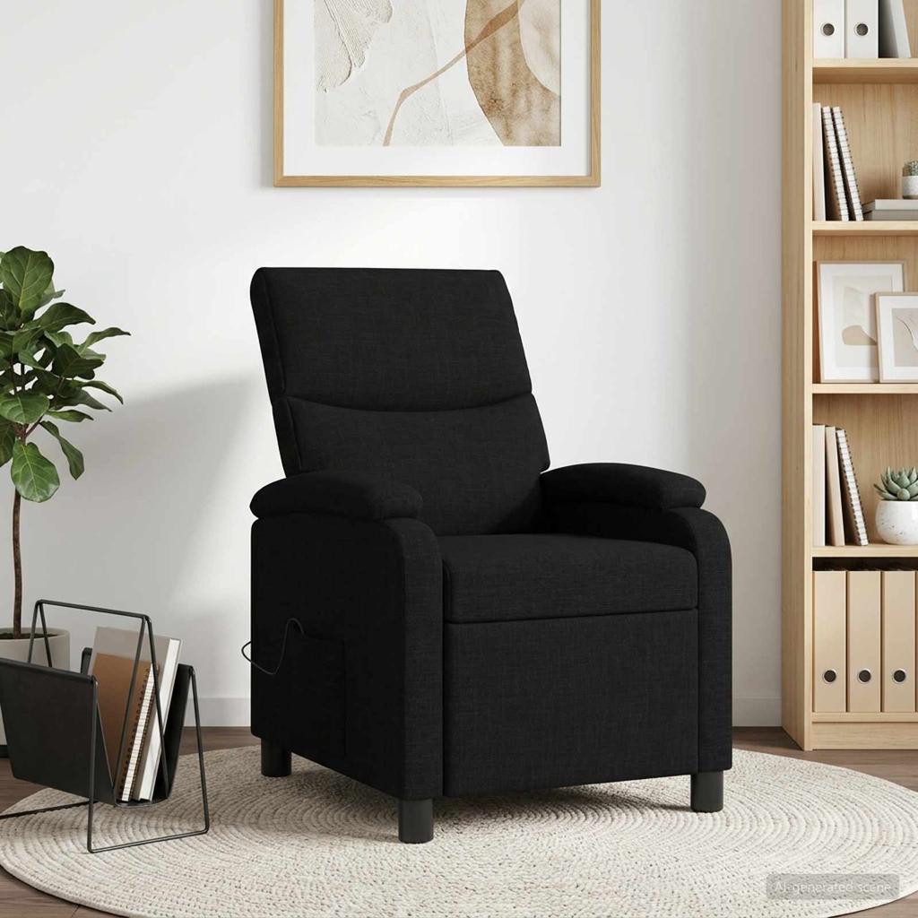 Massage Relax Chair Black Fabric