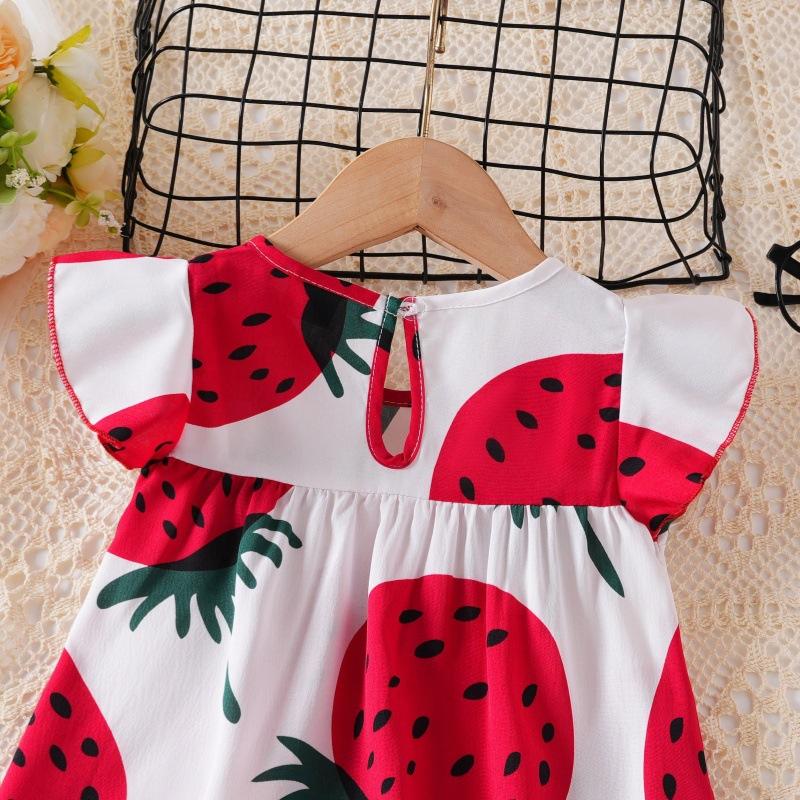 Children's Strawberry Dress: Summer Printed Sweet Princess Dress for Girls