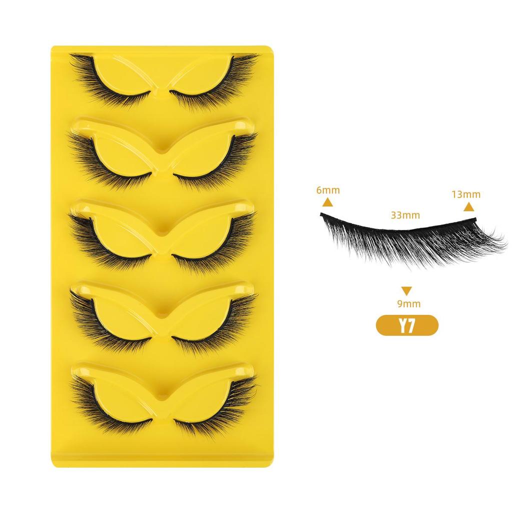 Five-Pair Set of Thick, Curly, 3D Fox-Eye Cat-Eye False Eyelashes