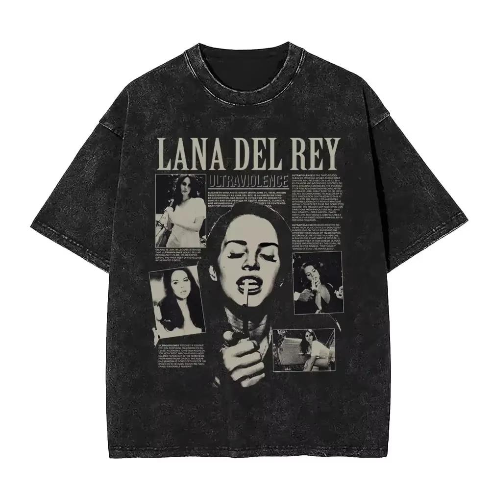 T-shirt Grafica Lana Del Rey Occhi Vintage Lavata Uomo Donna Moda T-shirt Oversize a Maniche Corte Maschile Casual Cotone