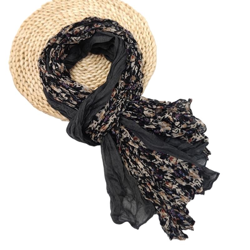 Eleganter gedrehter Plissee-Schal Polyester Mehrzweck Langer Schal für Frühling Herbst Tägliches Büro-Outfit All Matching Accessoire