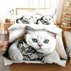 Lovely Cat Queen King Size Bedding Set Microfiber Polyester 3D Print Duvet Cover Set Girls Adults Comforter Cover Cute Animals